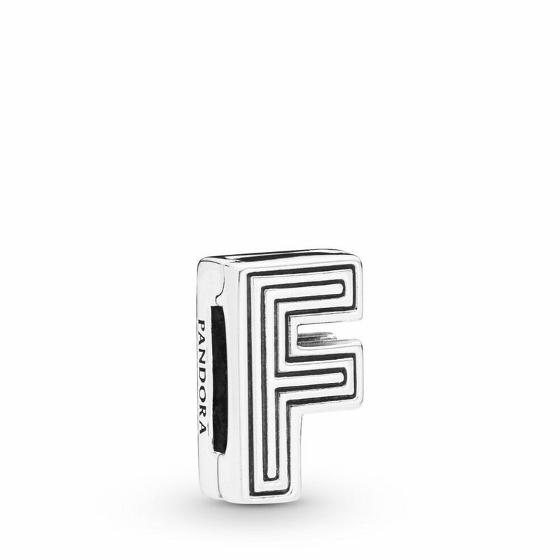 Pandora Australia Reflexions™ Letter F Clip Charm - Sterling Silver | ZUVYCE532